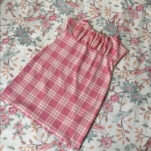 Pink Plaid Spaghetti Strap Dress
